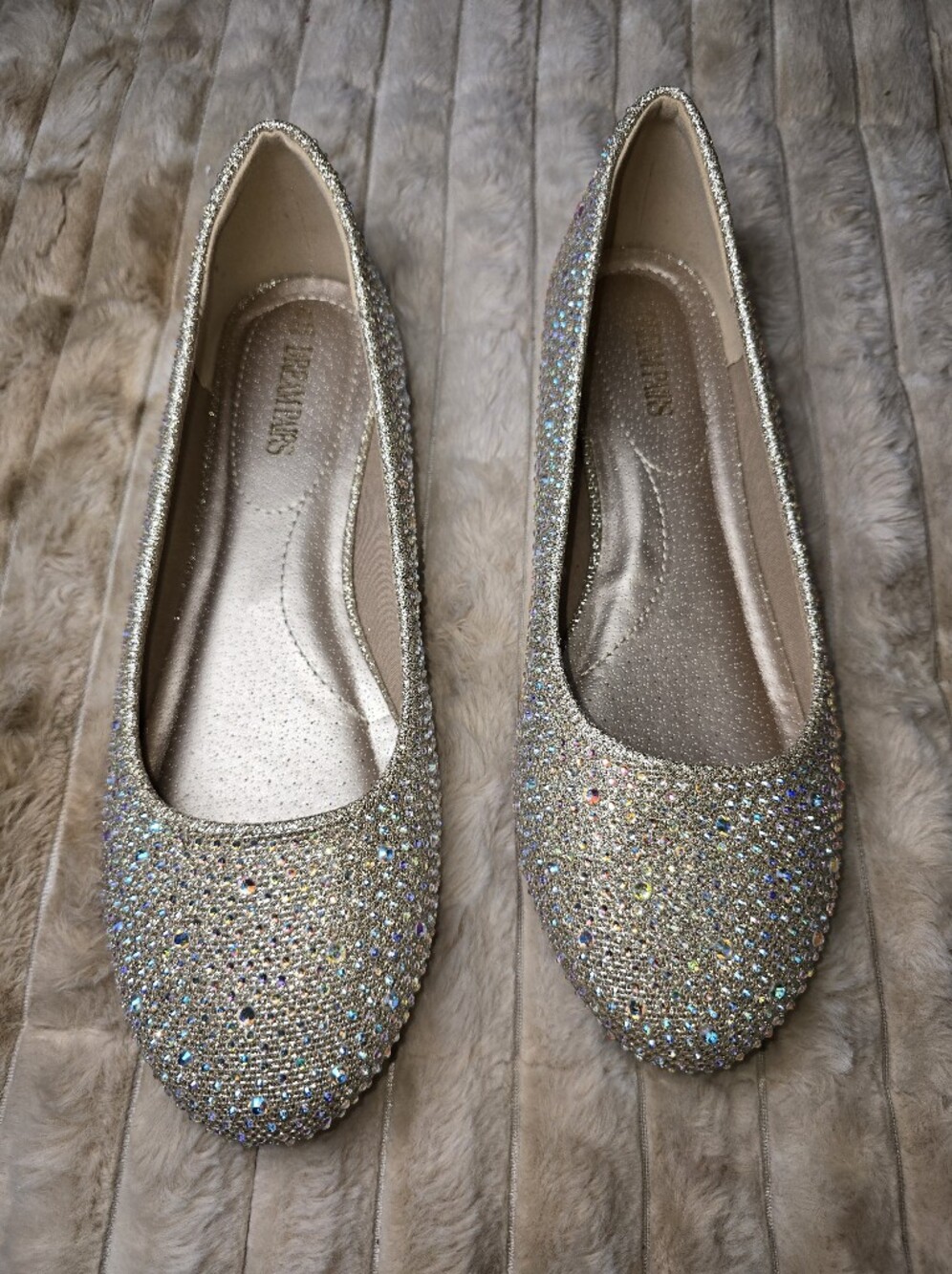 Dream Pairs Gold Rhinestone Sparkle Ballet Flats Wedding Bridal Prom Size 12